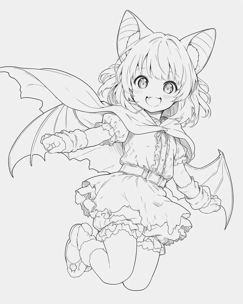 Dibujo de Linda Chica Murciélago para colorear