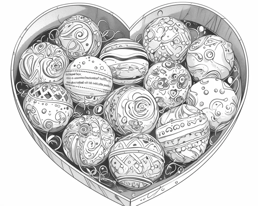 Coloriage Belles Boules dans un Cœur