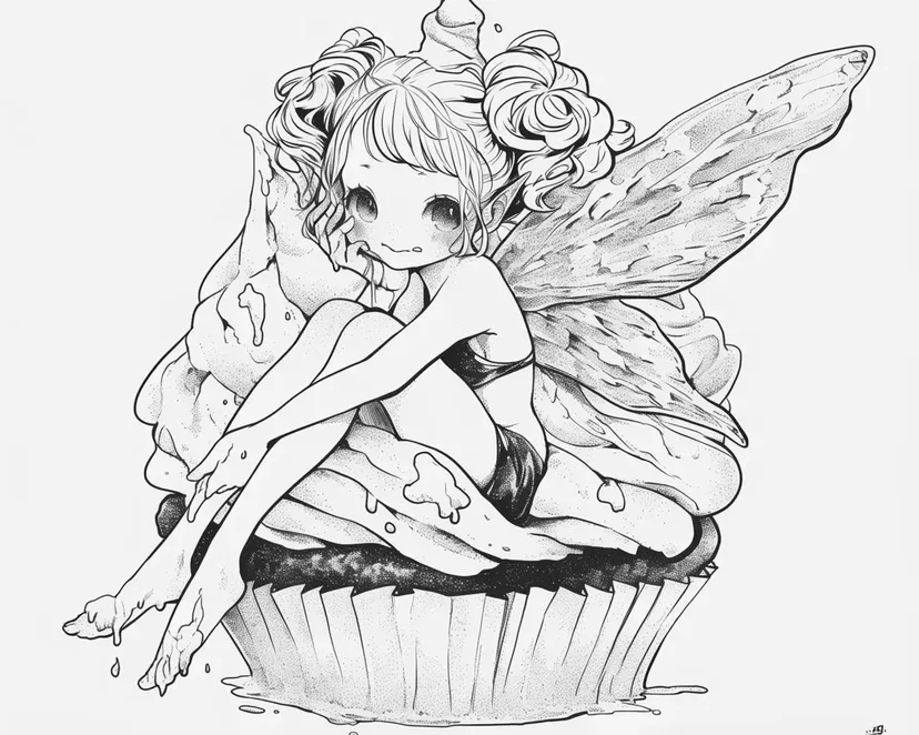 カップケーキの妖精の塗り絵