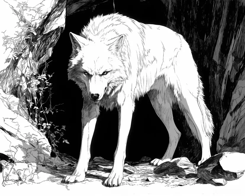 Coloriage Loup Gardien de la Grotte