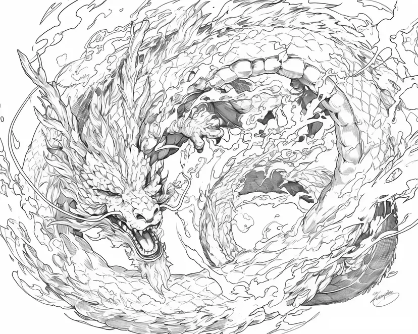Desenho de Dragão de Chamas para colorir