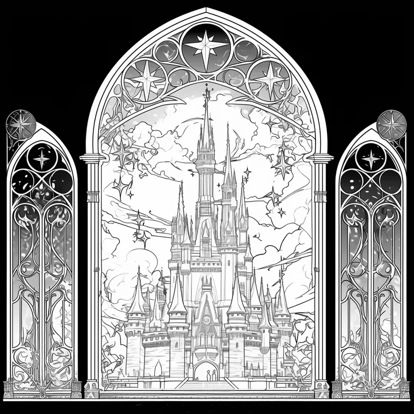 魔法の城の塗り絵
