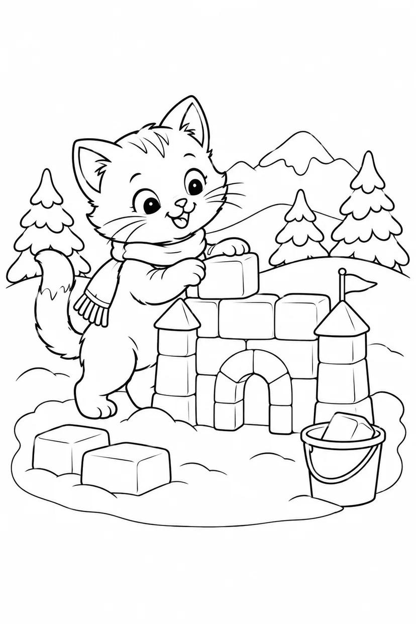 こねこの氷のお城の塗り絵