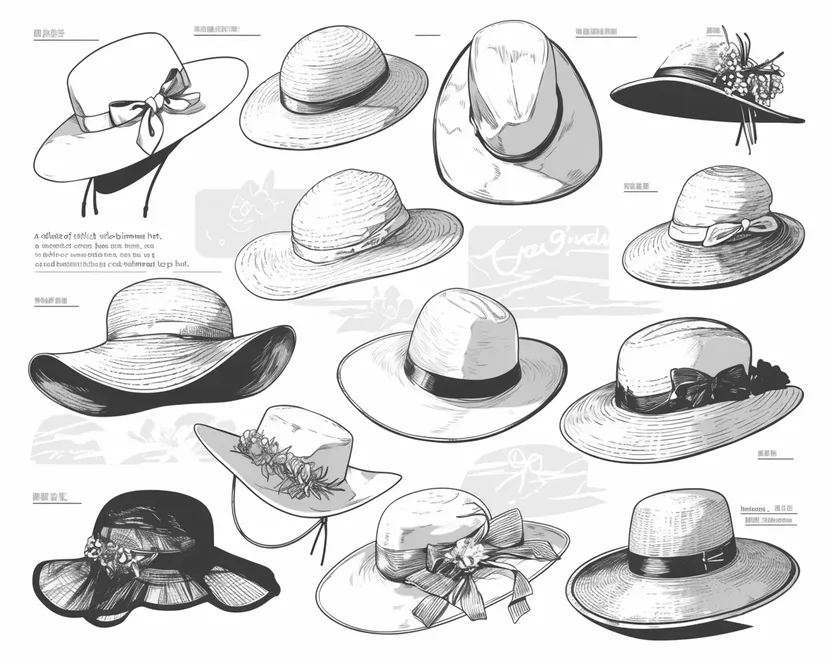 Dibujo de Colección de Sombreros Encantadores para colorear