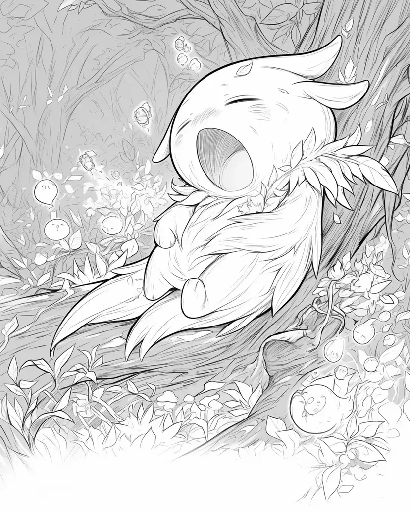 Coloriage Petit Fantôme dans la Forêt Endormie