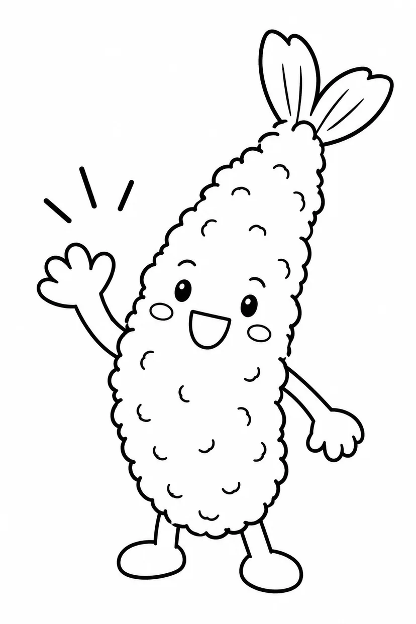 えびフライのごあいさつの塗り絵