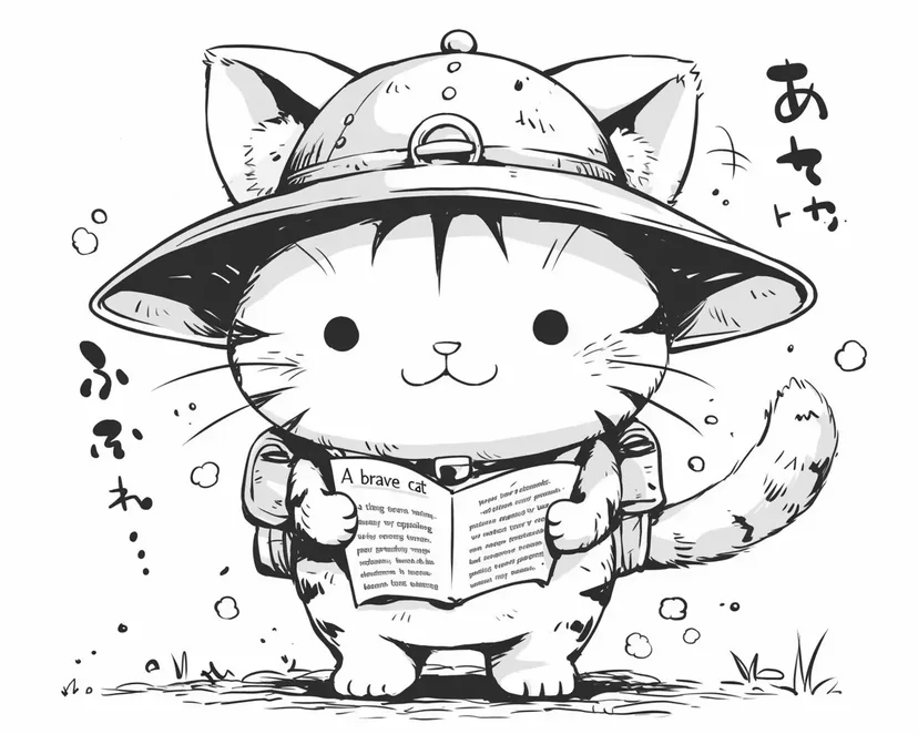 Dibujo de Exploración del Gato Aventurero para colorear