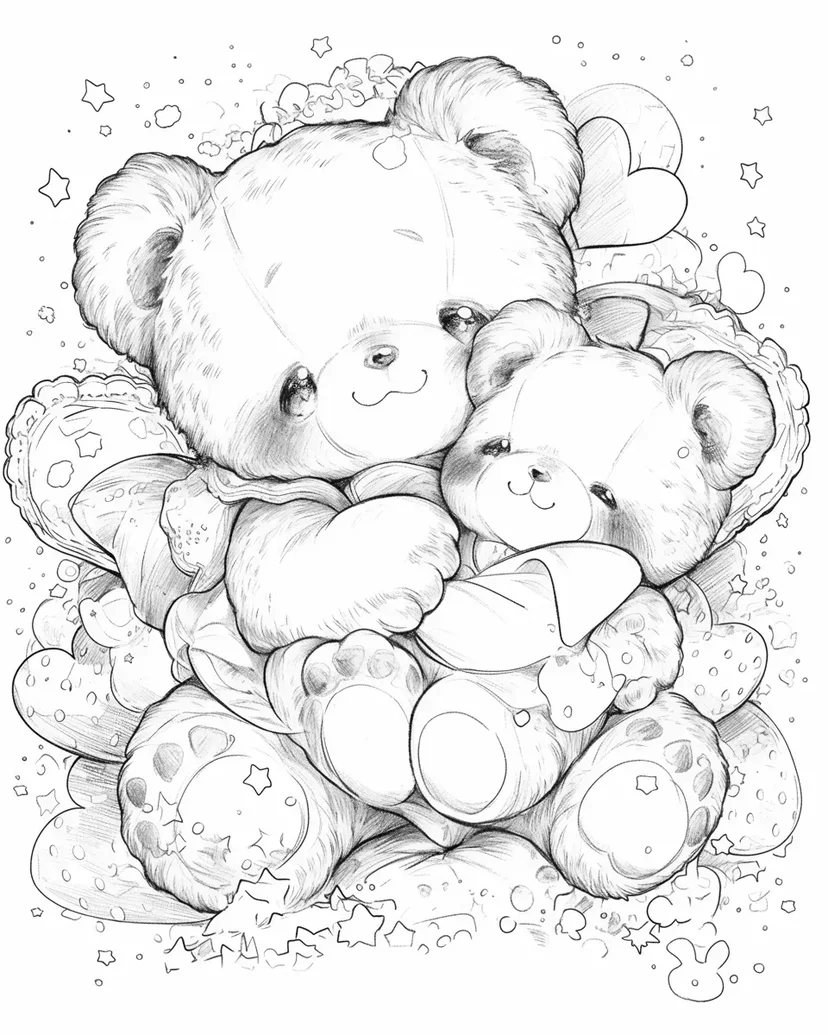 Desenho de Abraço de Urso Fofo para colorir