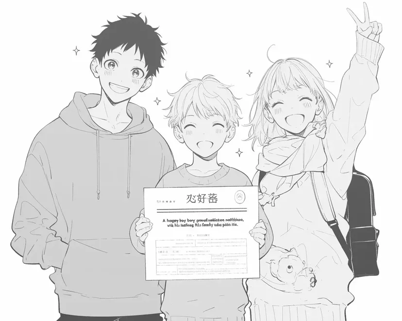 仲良し家族の新しいメンバーの塗り絵