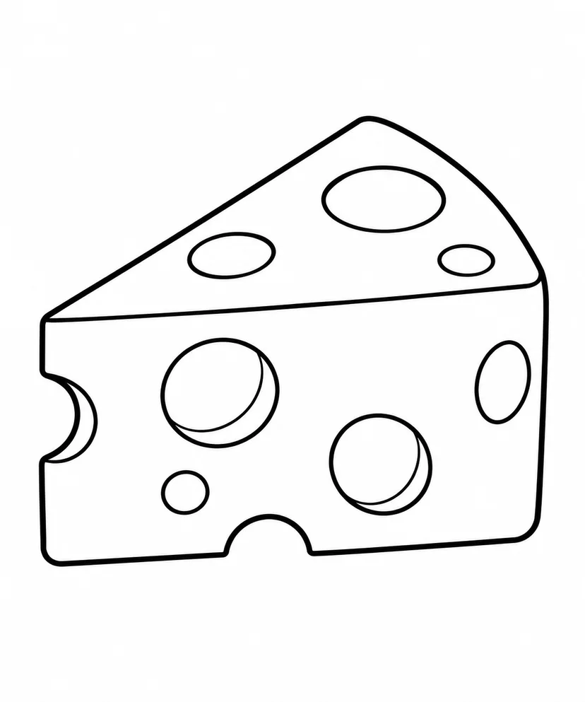 おおきな三角チーズの塗り絵