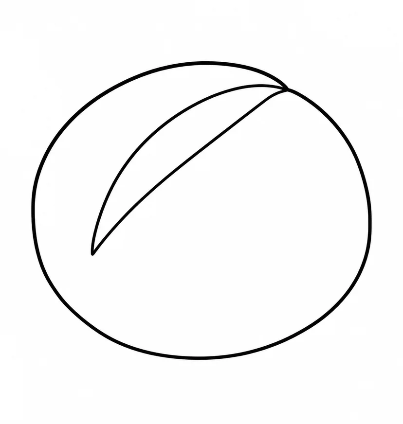 まるいパンとひとつの切れ目の塗り絵