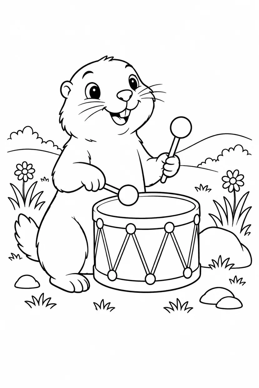 プレーリードッグの小さな音楽会の塗り絵