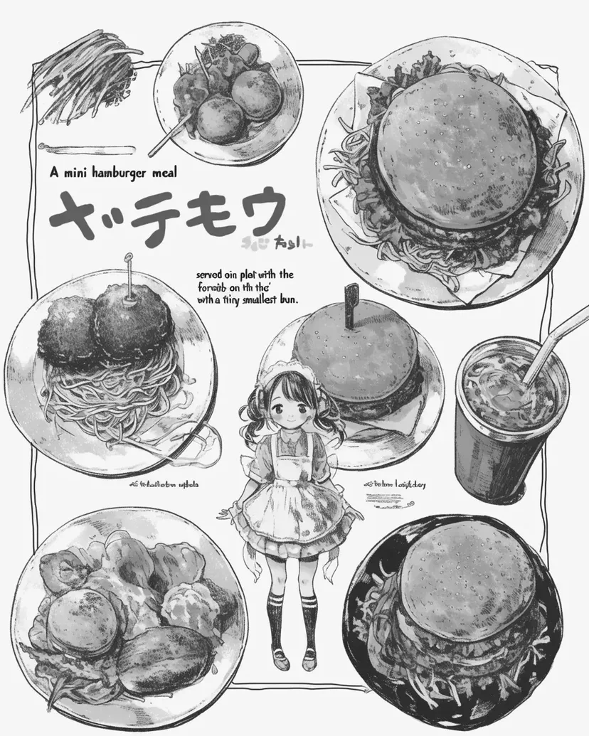 ミニハンバーガーの冒険の塗り絵