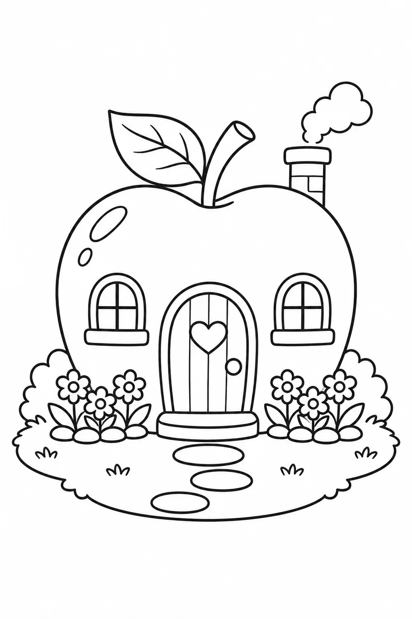 りんごのおうちの花壇の塗り絵