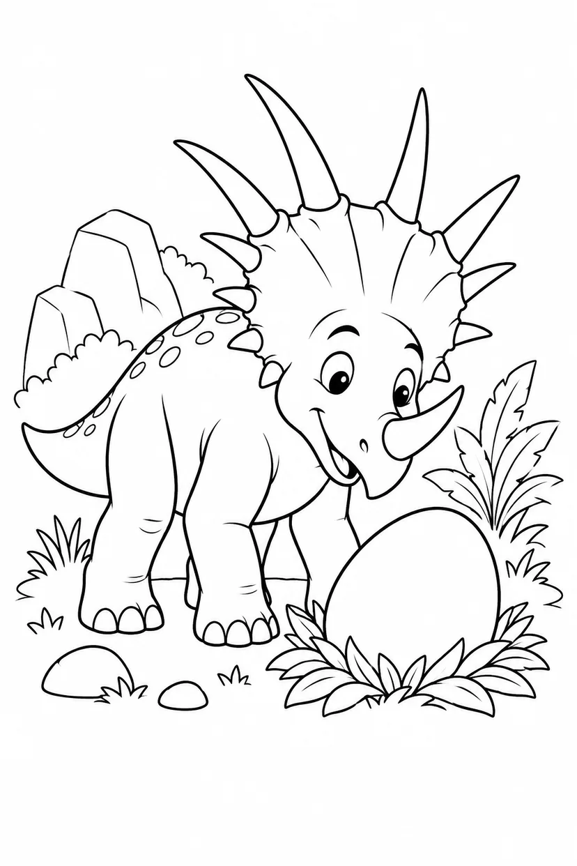 スティラコサウルスと大きなたまごの塗り絵