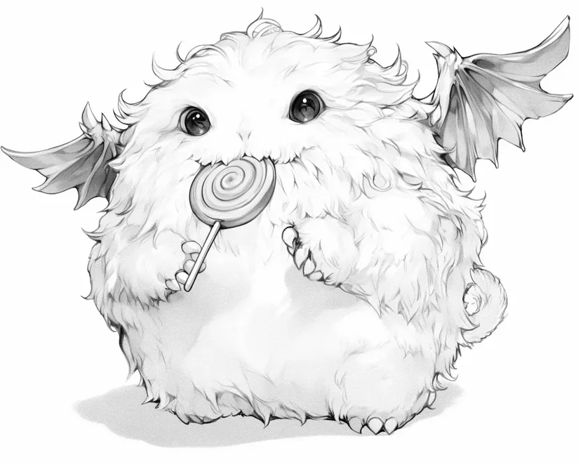 Desenho de Monstro Fofo com Doce para colorir
