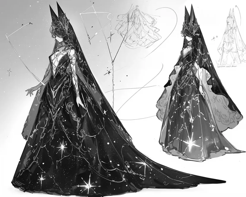 Dibujo de Vestido Estrellado para colorear