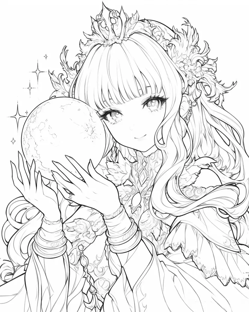 月のプリンセスの塗り絵