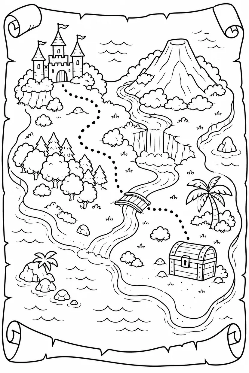宝島のふしぎな地図の塗り絵