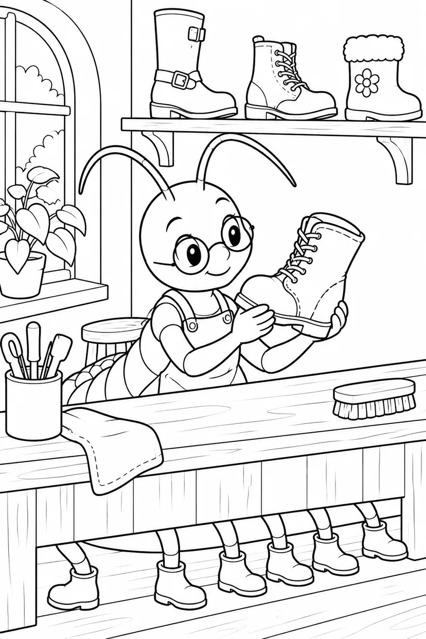 ムカデのくつ屋さんの塗り絵