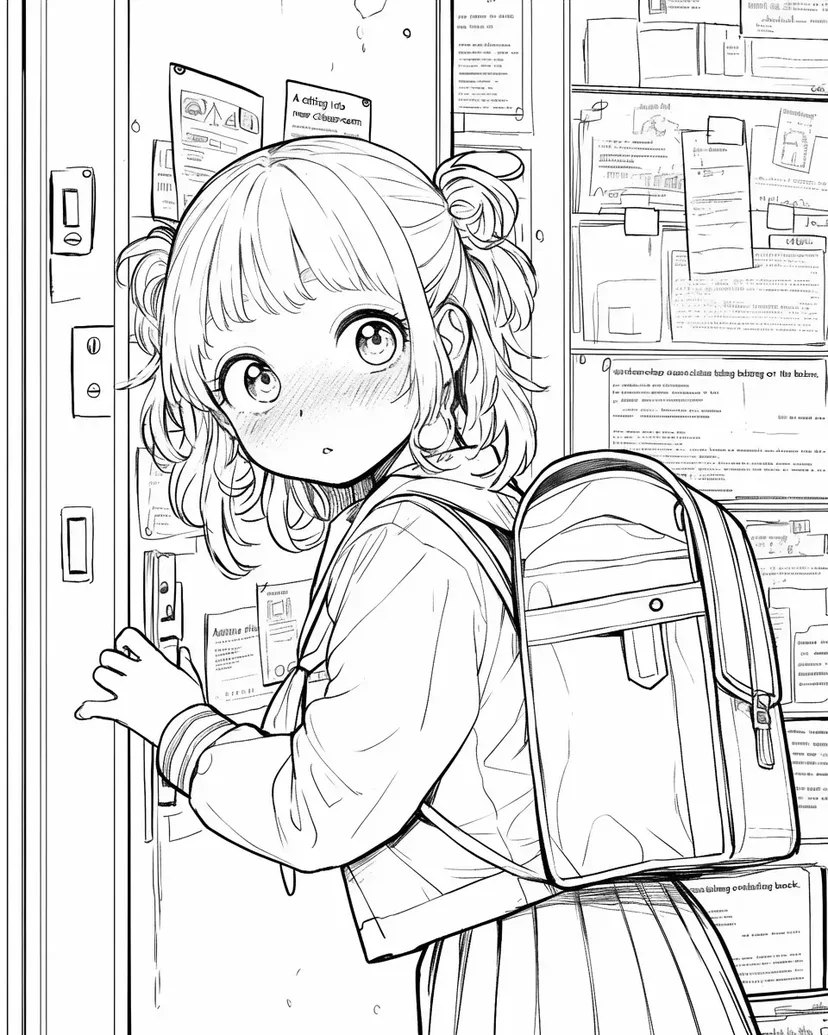 Dibujo de En el Pasillo de la Escuela para colorear