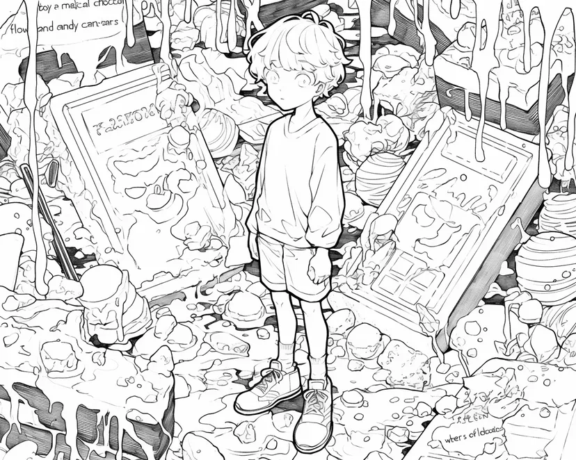 Dibujo de Aventurero en un Mundo Misterioso para colorear