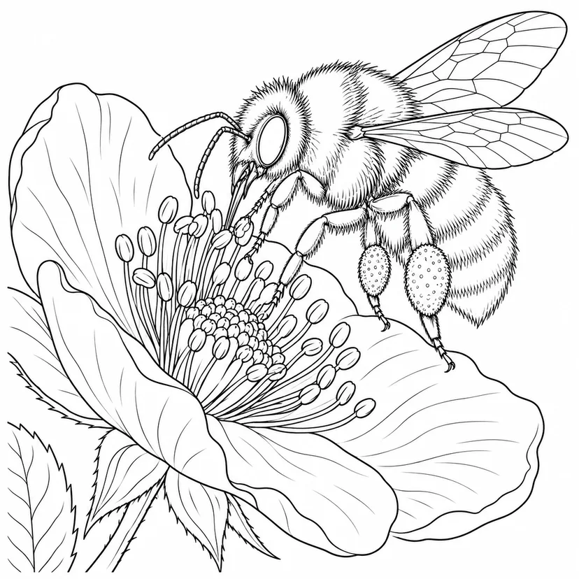 Coloriage Abeille transportant du pollen
