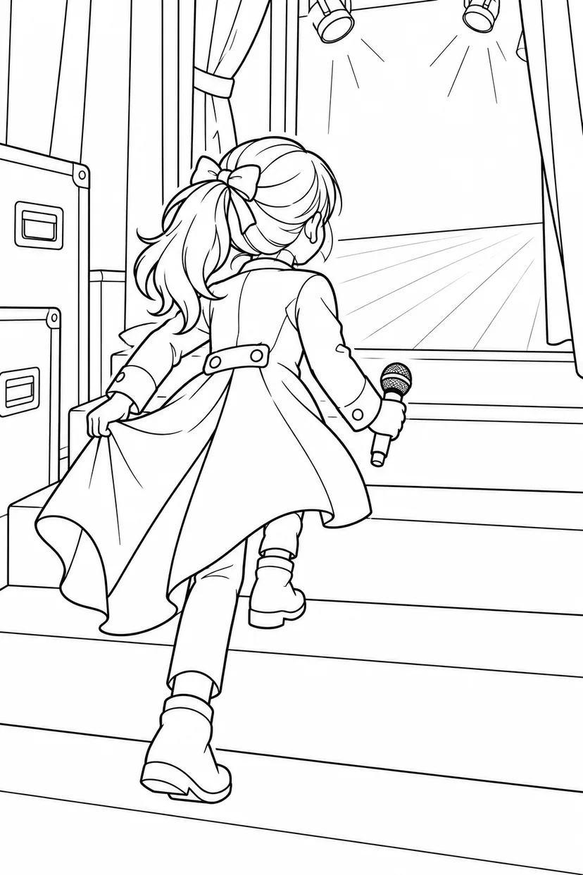 ステージへ続く階段の塗り絵