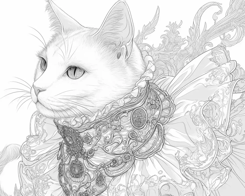 Cat in Elegant Attire coloring page