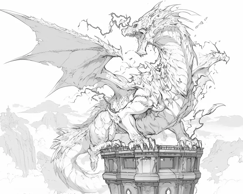 Coloriage Dragon de Tonnerre sur la Tour
