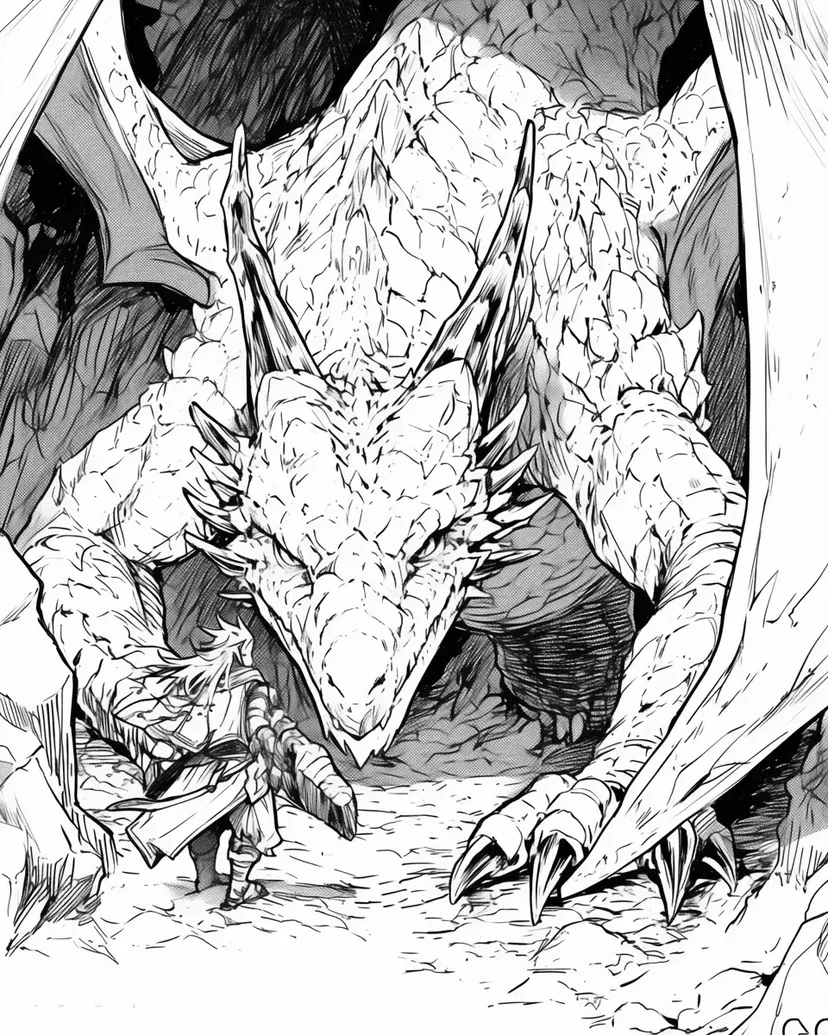 Coloriage Rencontre avec un Dragon