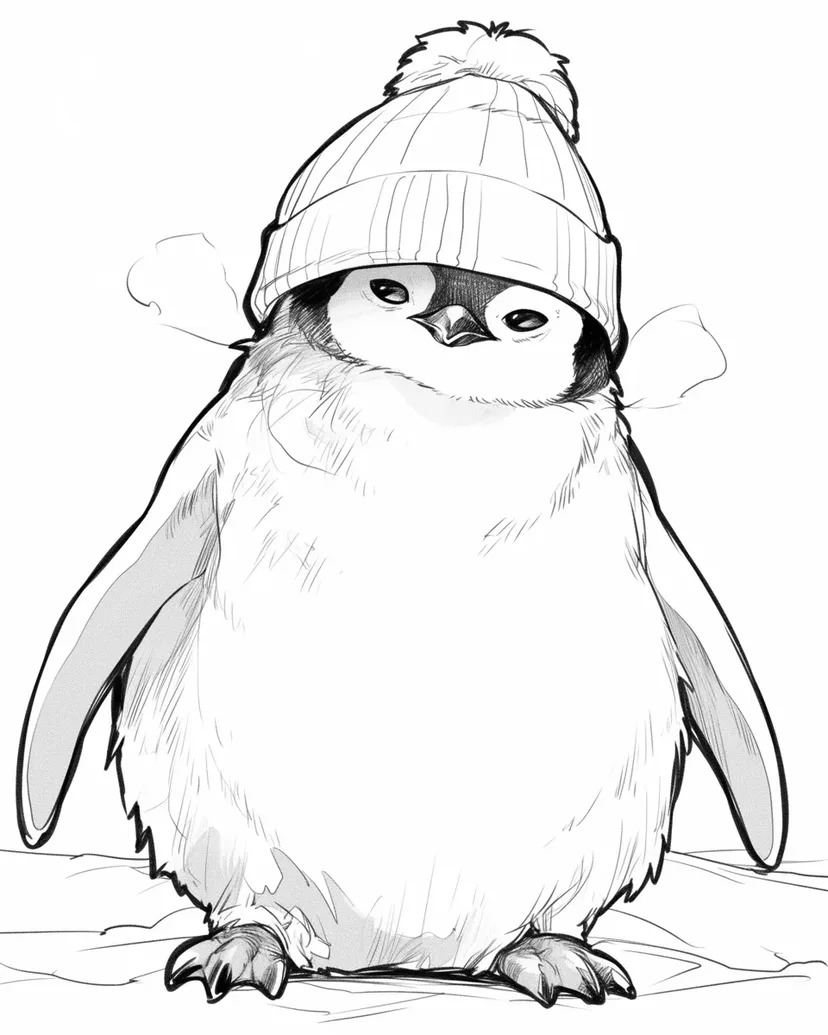 冬のペンギンの塗り絵