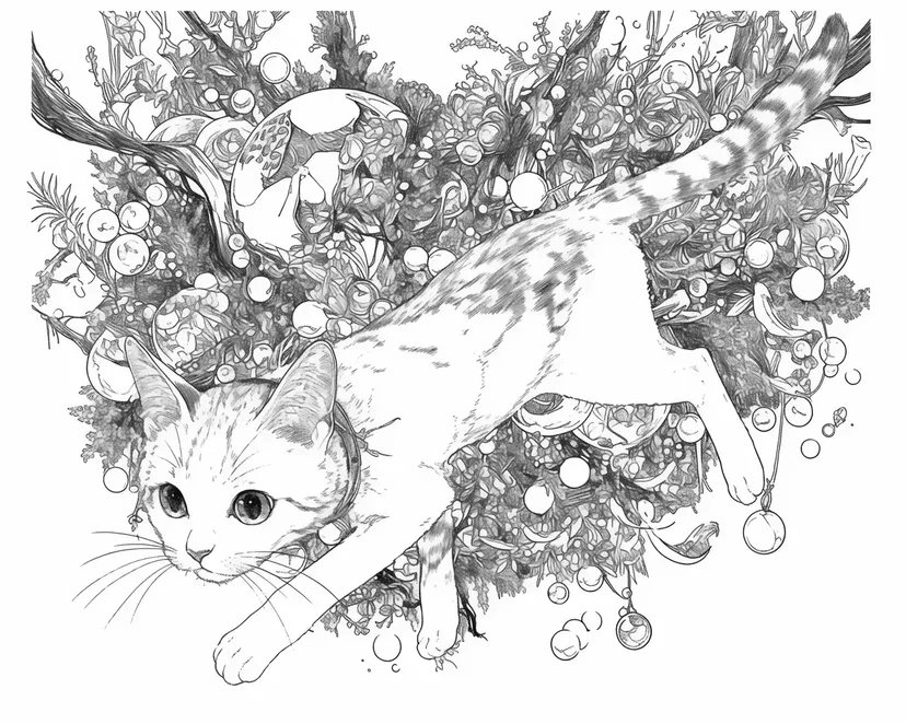 Dibujo de Gatito Corriendo por el Bosque para colorear