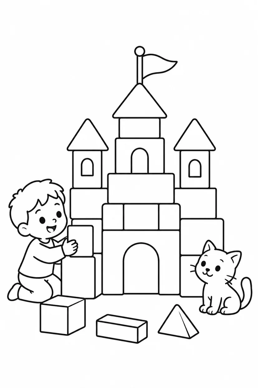 つみきのお城の塗り絵