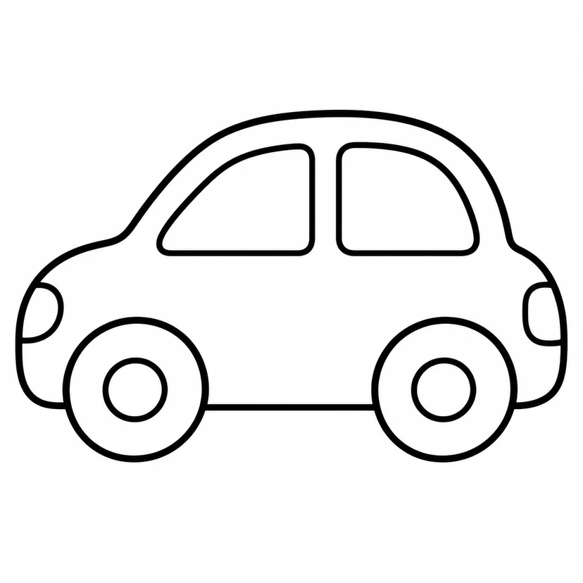 まるいくるまの塗り絵