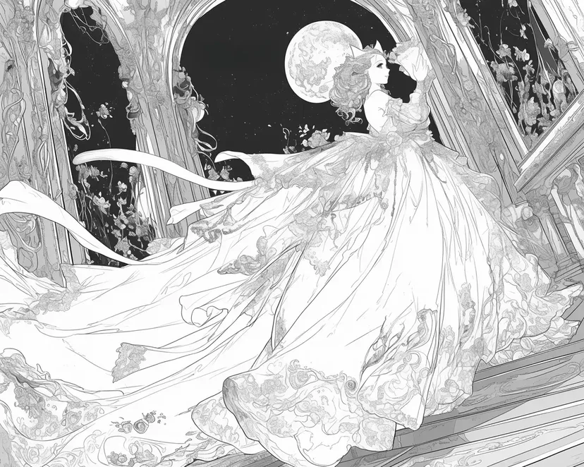 Moonlit Ball coloring page