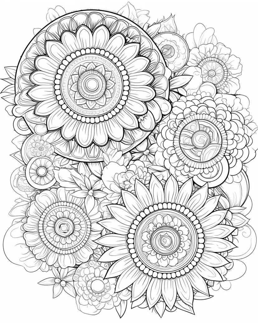 美しい花のデザインの塗り絵