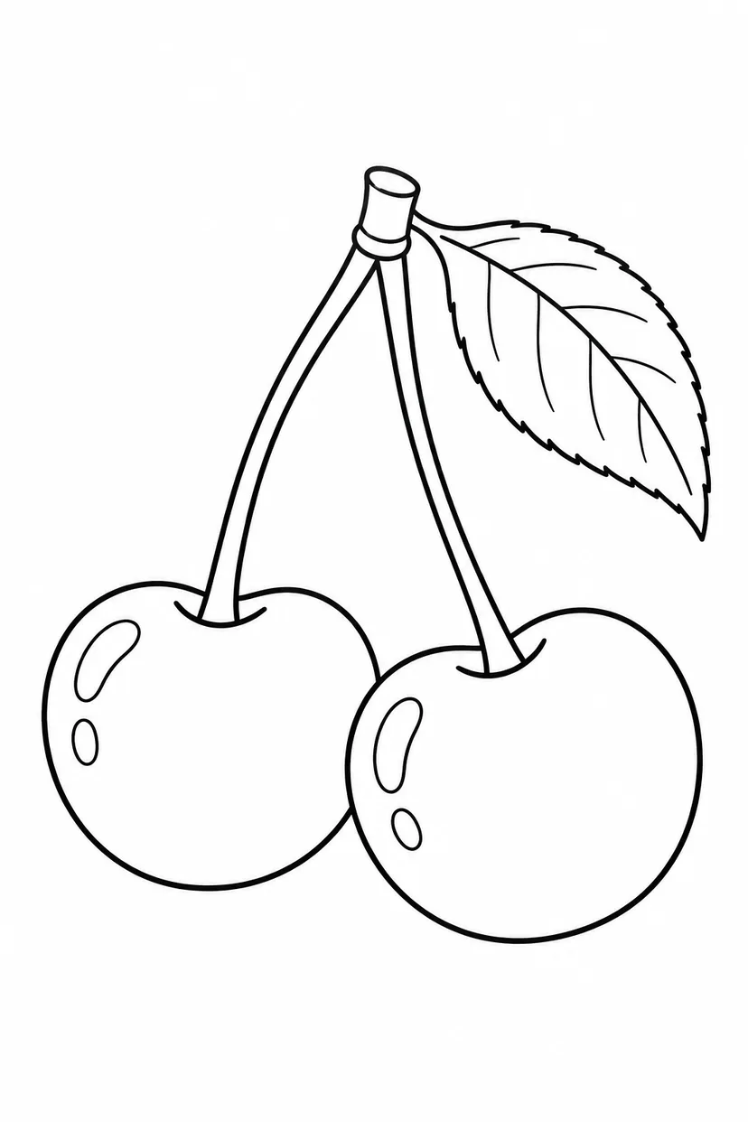 さくらんぼのなかよしペアの塗り絵