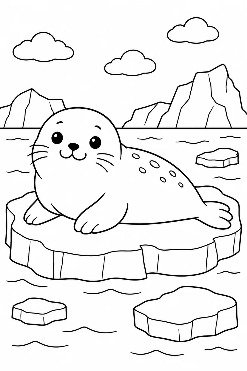 アザラシと流氷の塗り絵