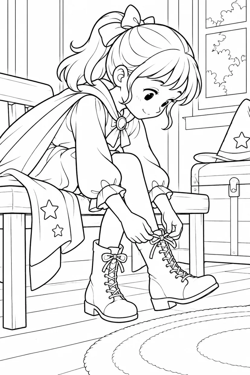 本番前のくつひもの塗り絵