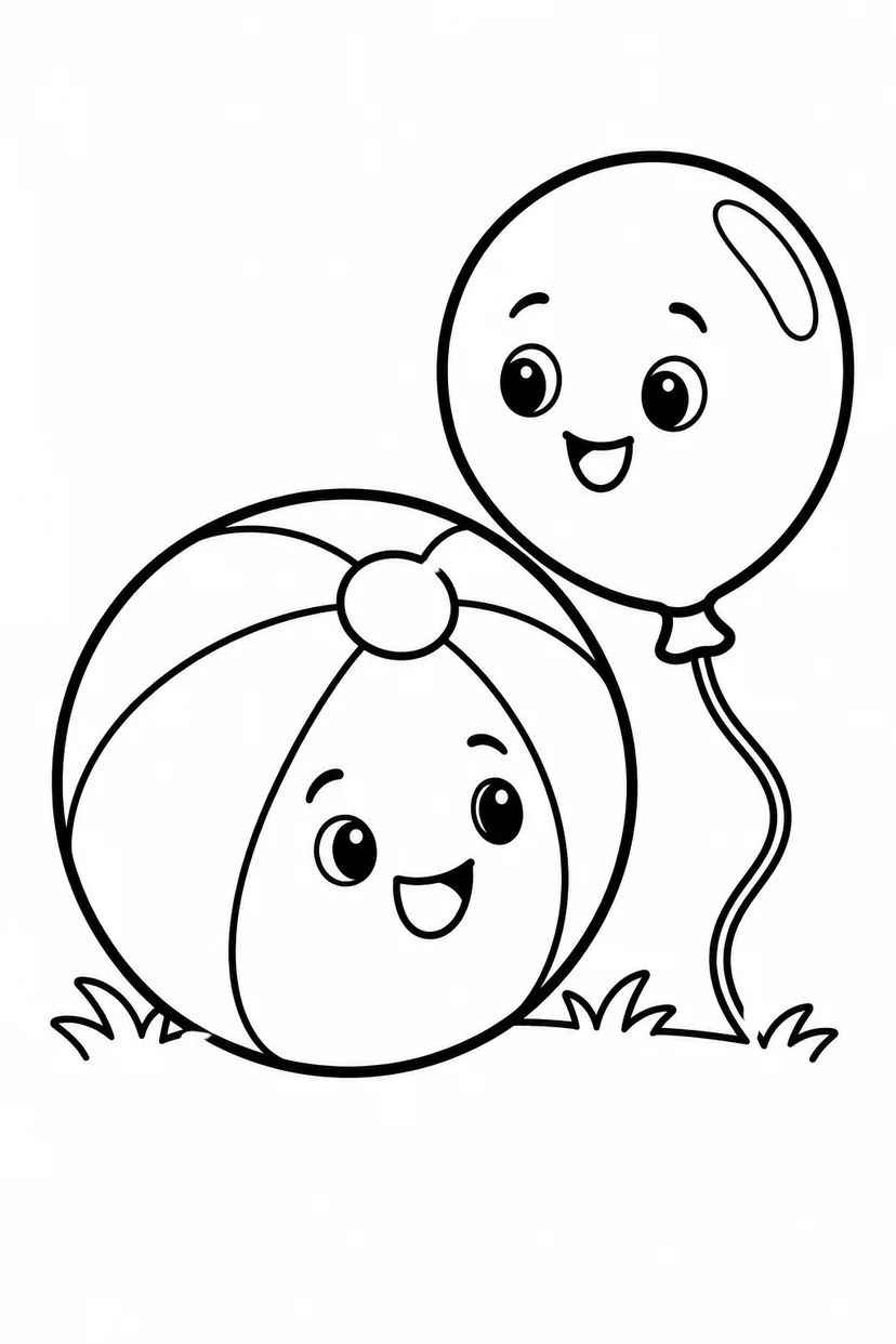 布のボールとふうせんの塗り絵