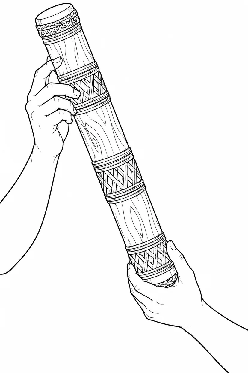 雨音を作るレインスティックの塗り絵