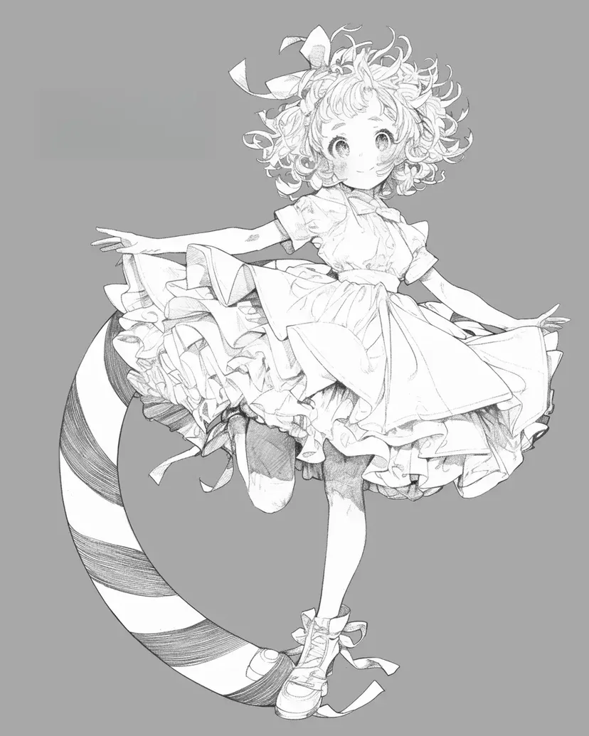 ペパーミントの上の少女の塗り絵