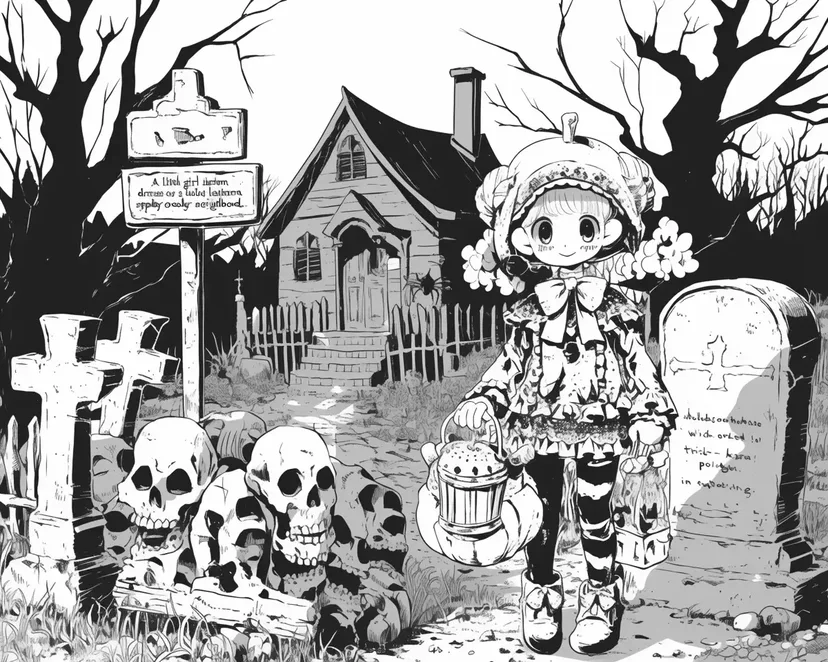 ハロウィンの夜の冒険の塗り絵