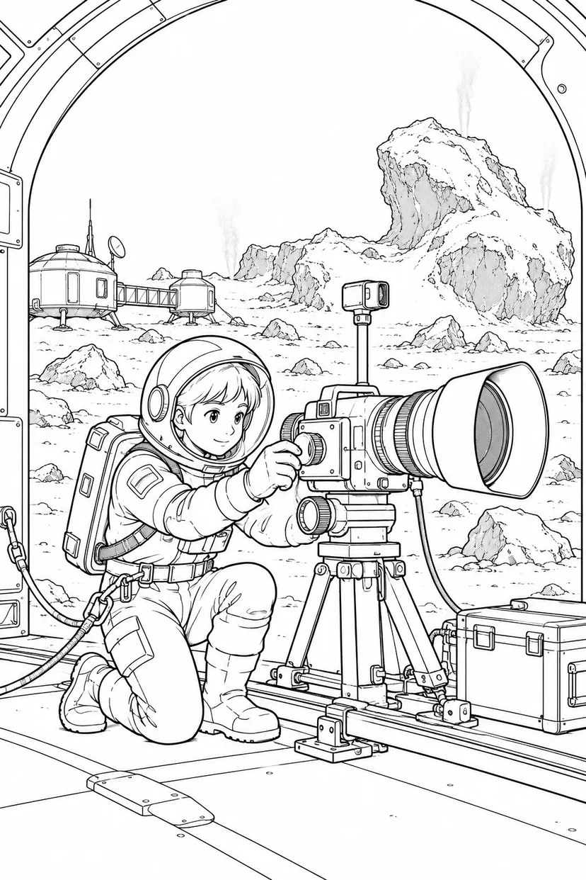 彗星の観測基地：観測カメラの調整の塗り絵
