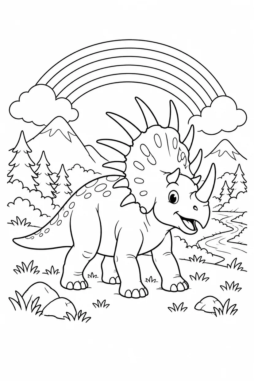 スティラコサウルスと虹の谷の塗り絵