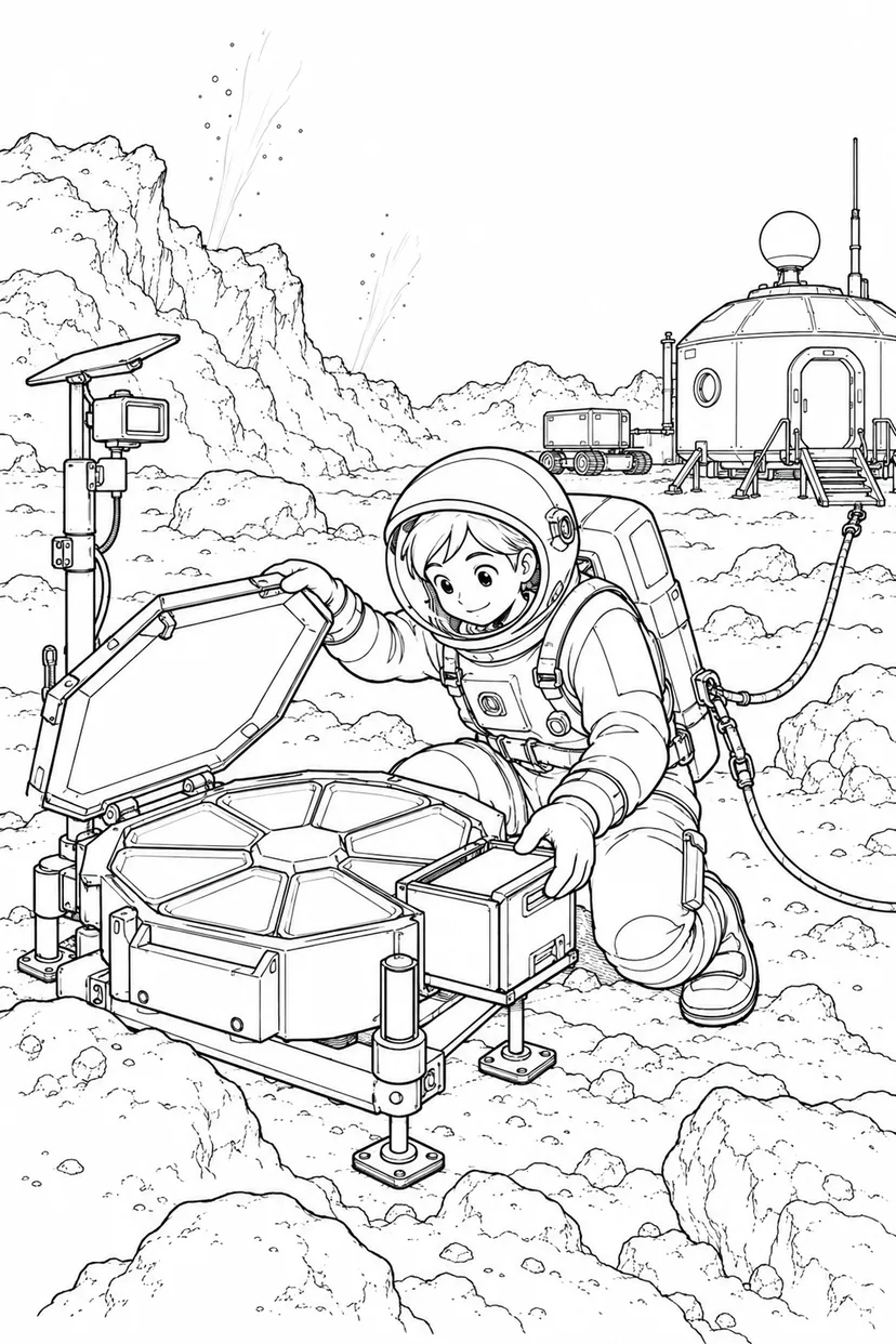 彗星の観測基地：宇宙のちりを集める装置の塗り絵