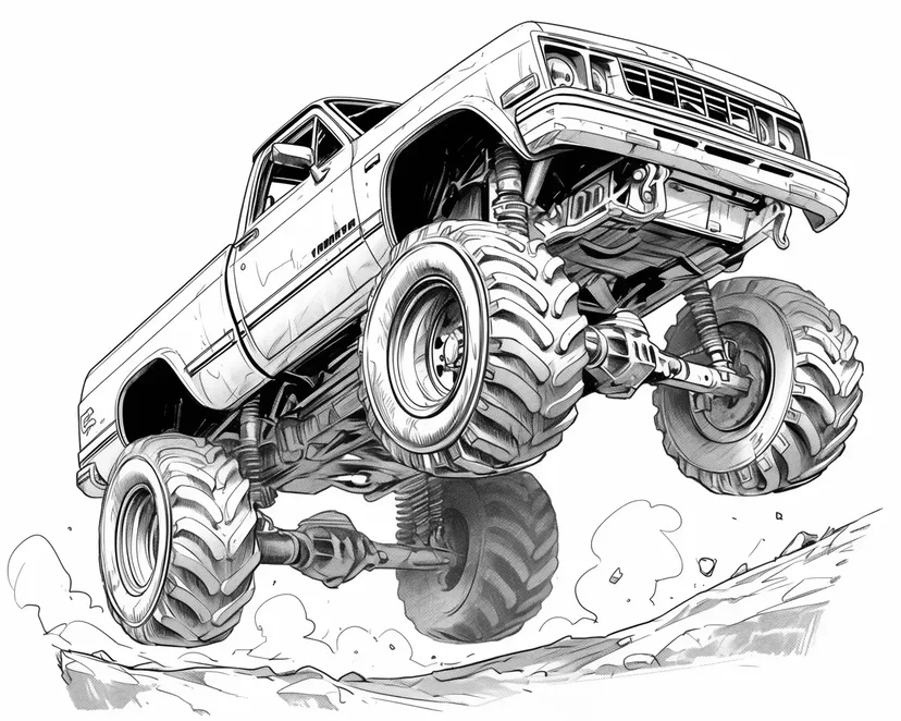 Desenho de Salto de Caminhão Monstro para colorir