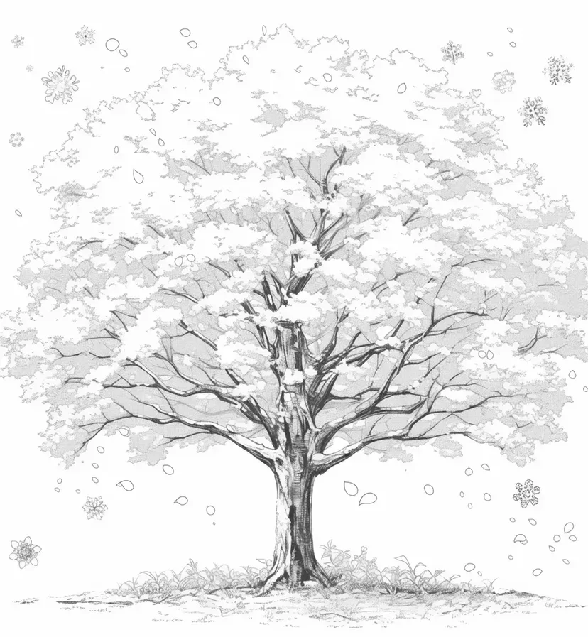 四季の木の塗り絵