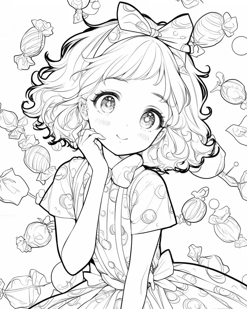 Candy and Girl coloring page